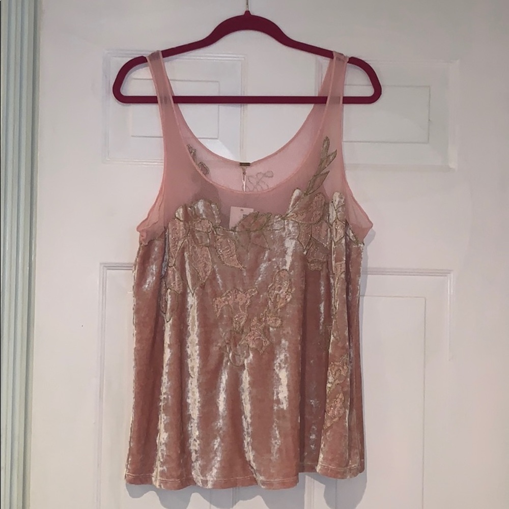 NWT Free People Pink Velvet Tank Top